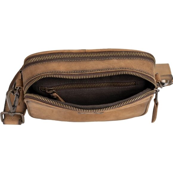 Women’s Leather Crossbody Bag OS with Dual Zips - Picture 6 of 6